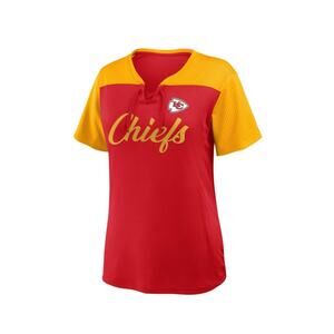 NFL Kansas City Chiefs Woman short sleeve lace up v neck XL